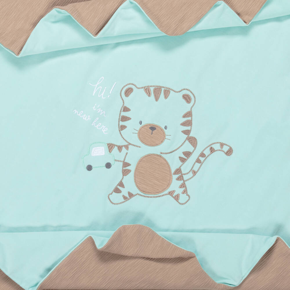 iDO Mini-بطانية قطن لون أزرق فيروزي للأولاد الرضع (100 سم) | Childrensalon