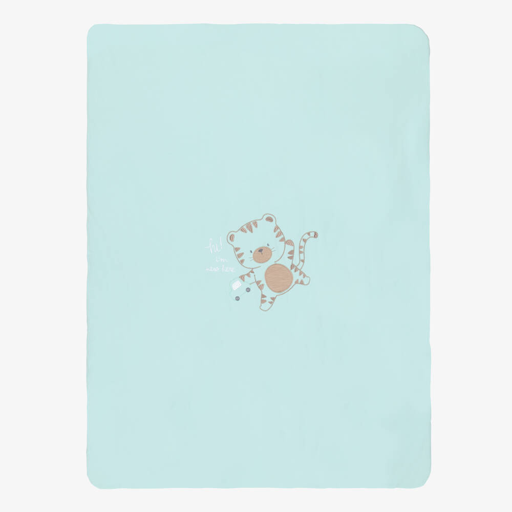 iDO Mini-بطانية قطن لون أزرق فيروزي للأولاد الرضع (100 سم) | Childrensalon