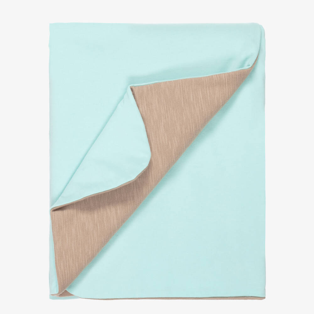 iDO Mini-بطانية قطن لون أزرق فيروزي للأولاد الرضع (100 سم) | Childrensalon