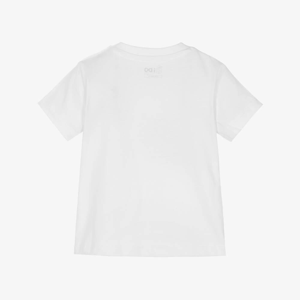 iDO-Baby Boys White Cotton T-Shirt with Animal Motifs | Childrensalon