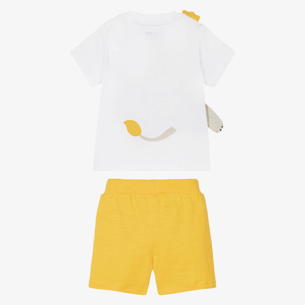 iDO-Baby Boys Yellow Cotton Shorts Set with Lion Motif | Childrensalon