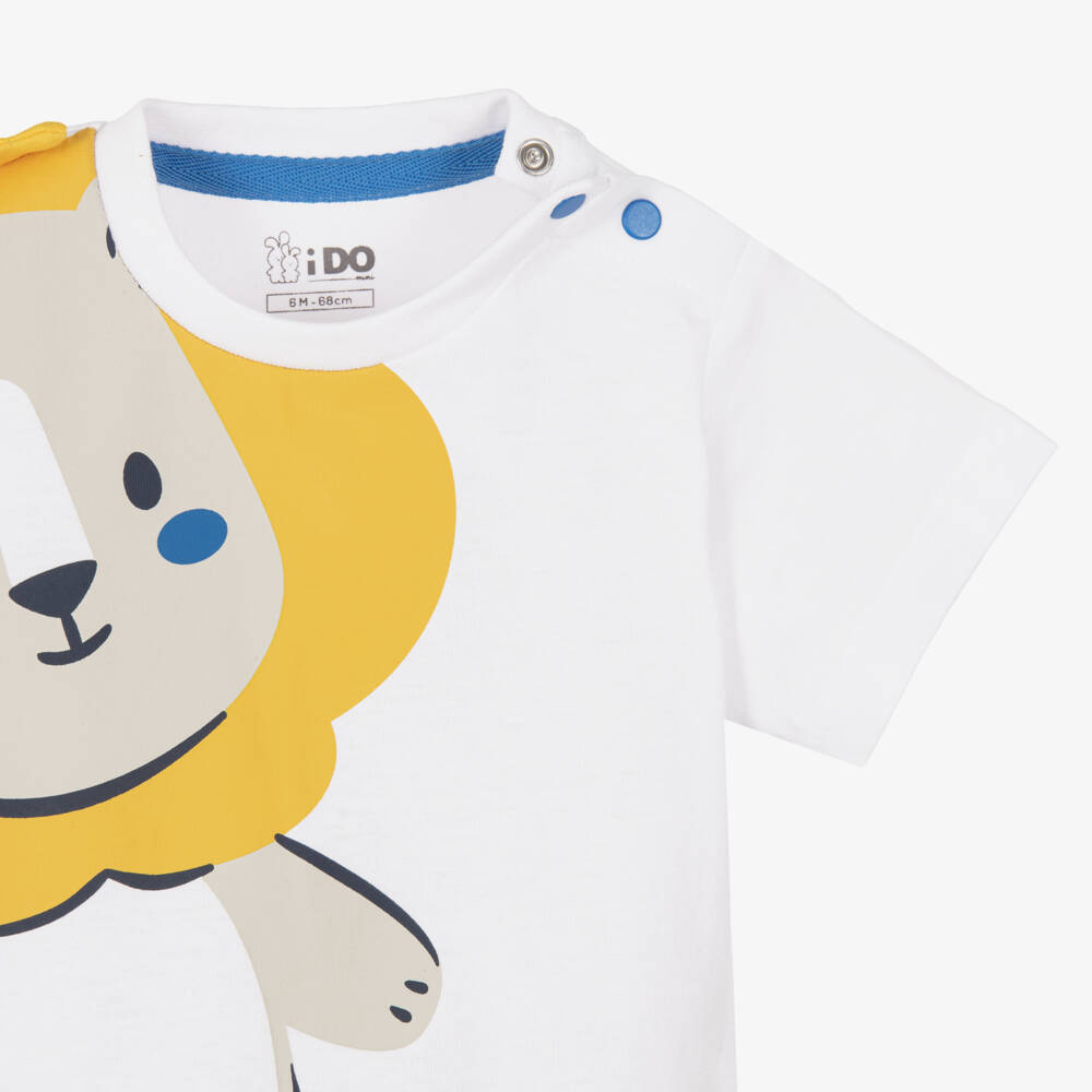 iDO-Baby Boys Yellow Cotton Shorts Set with Lion Motif | Childrensalon