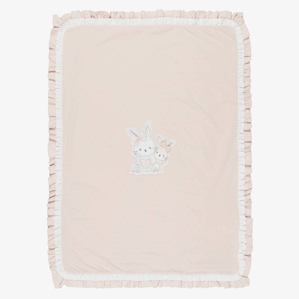 iDO-Baby Girls Beige Cotton Jersey Bunny Blanket (100cm) | Childrensalon