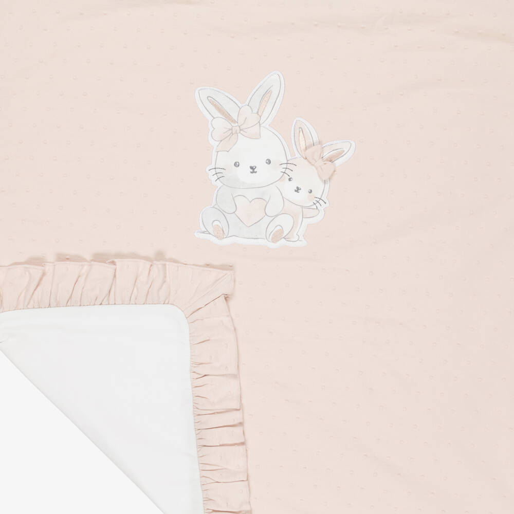 iDO-Baby Girls Beige Cotton Jersey Bunny Blanket (100cm) | Childrensalon
