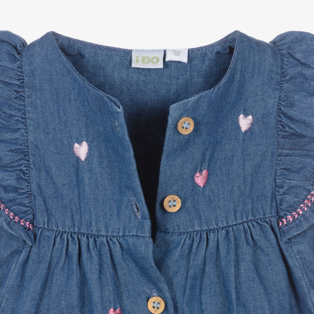iDO-Baby Girls Blue Chambray Dress | Childrensalon