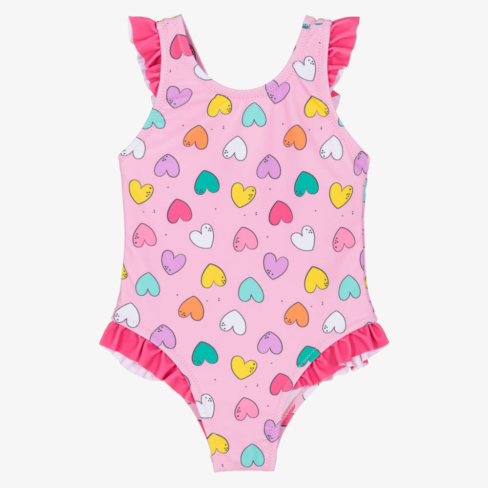 iDO Mini-Baby Girls Pink Heart Print Swimsuit | Childrensalon