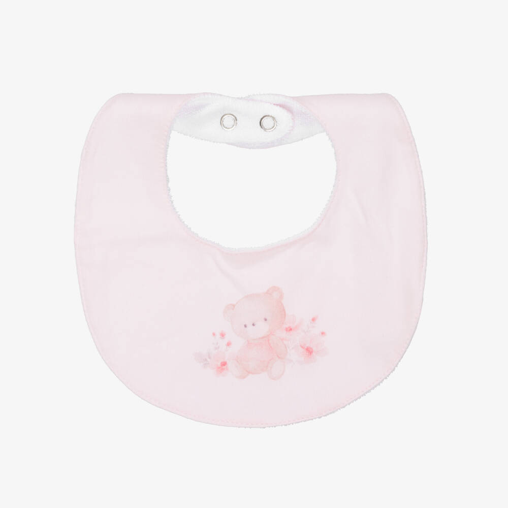 iDO-Baby Girls Pink & Ivory Cotton Jersey Bibs (2 Pack) | Childrensalon