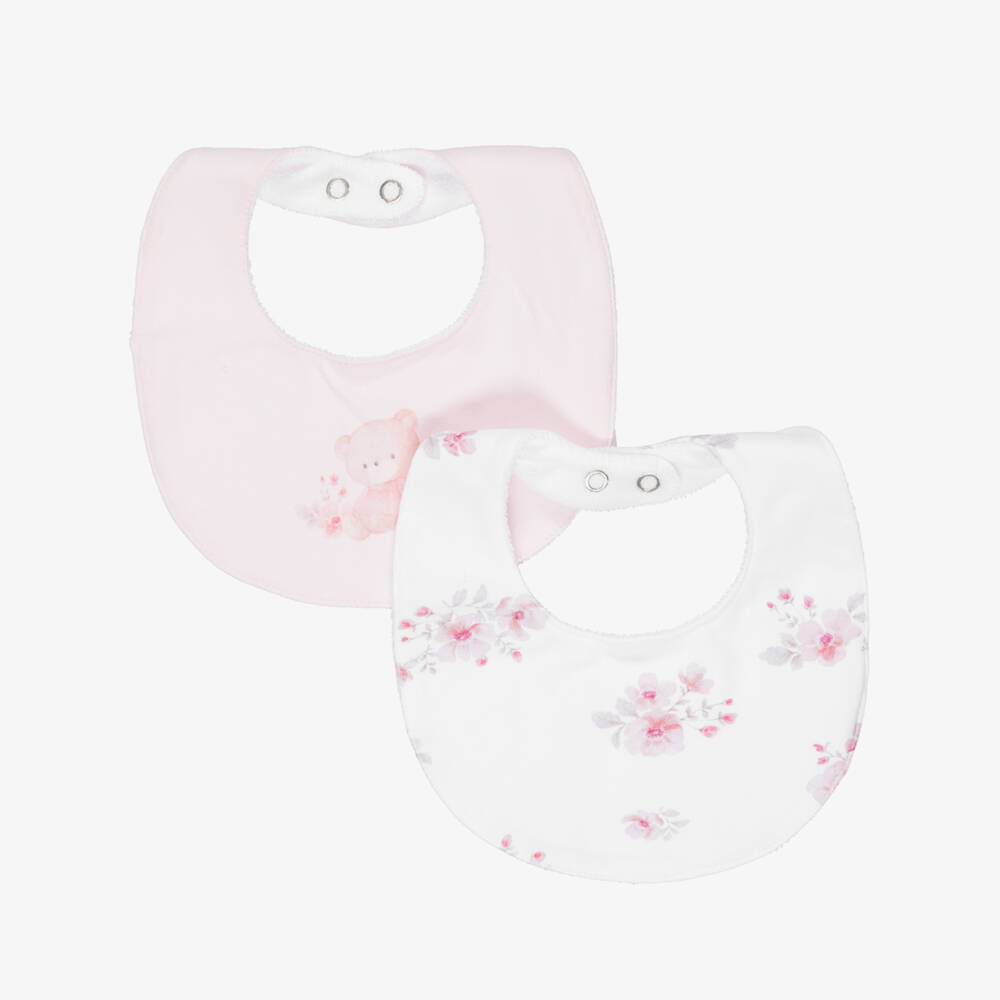 iDO-مريلة قطن جيرسي لون زهري وعاجي للبنات الرضع (عدد 2) | Childrensalon