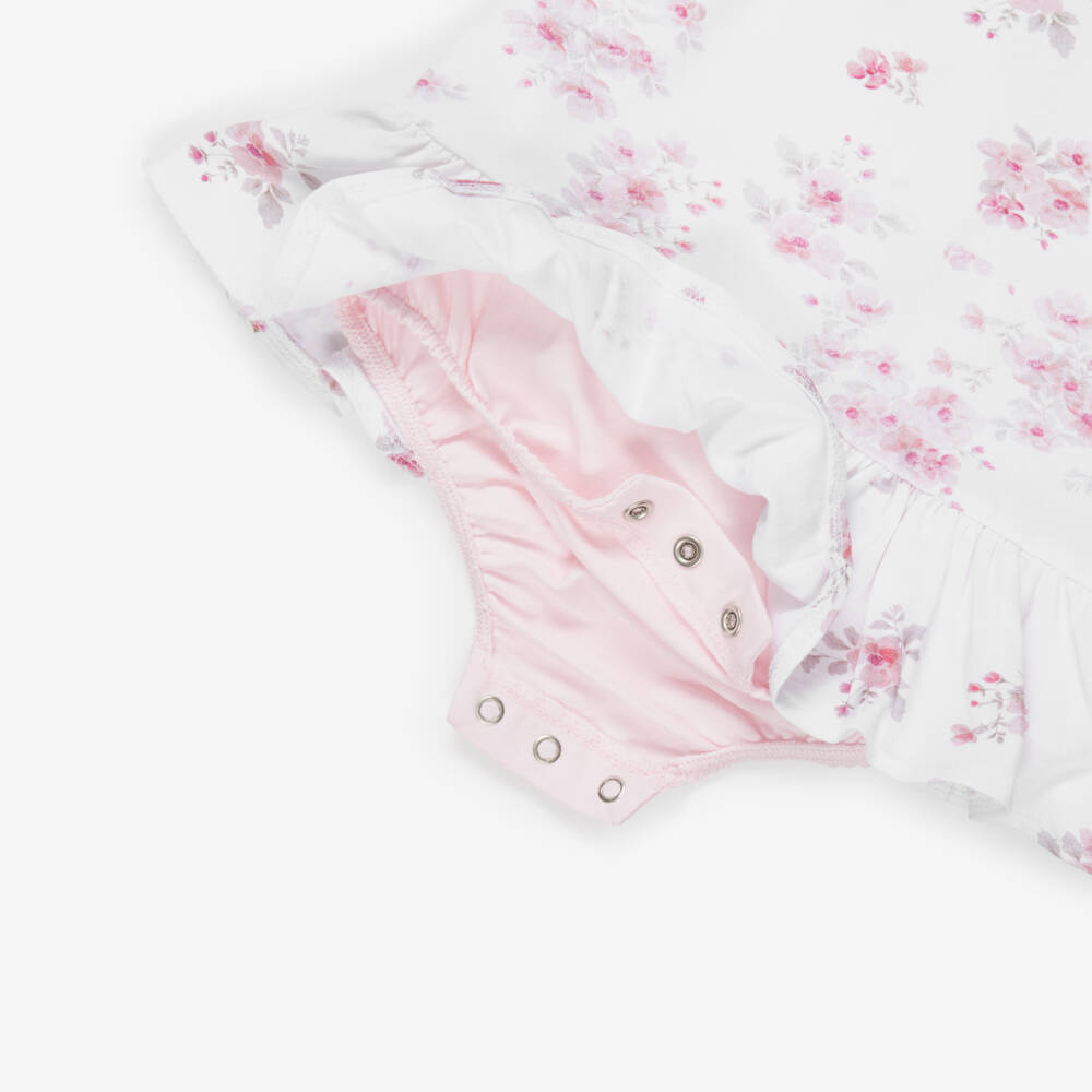 iDO Мини-Baby Girls Pink & White Floral Cotton Shorties (2 Pack)  | Childrensalon