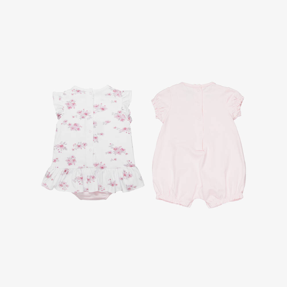 iDO Мини-Baby Girls Pink & White Floral Cotton Shorties (2 Pack)  | Childrensalon