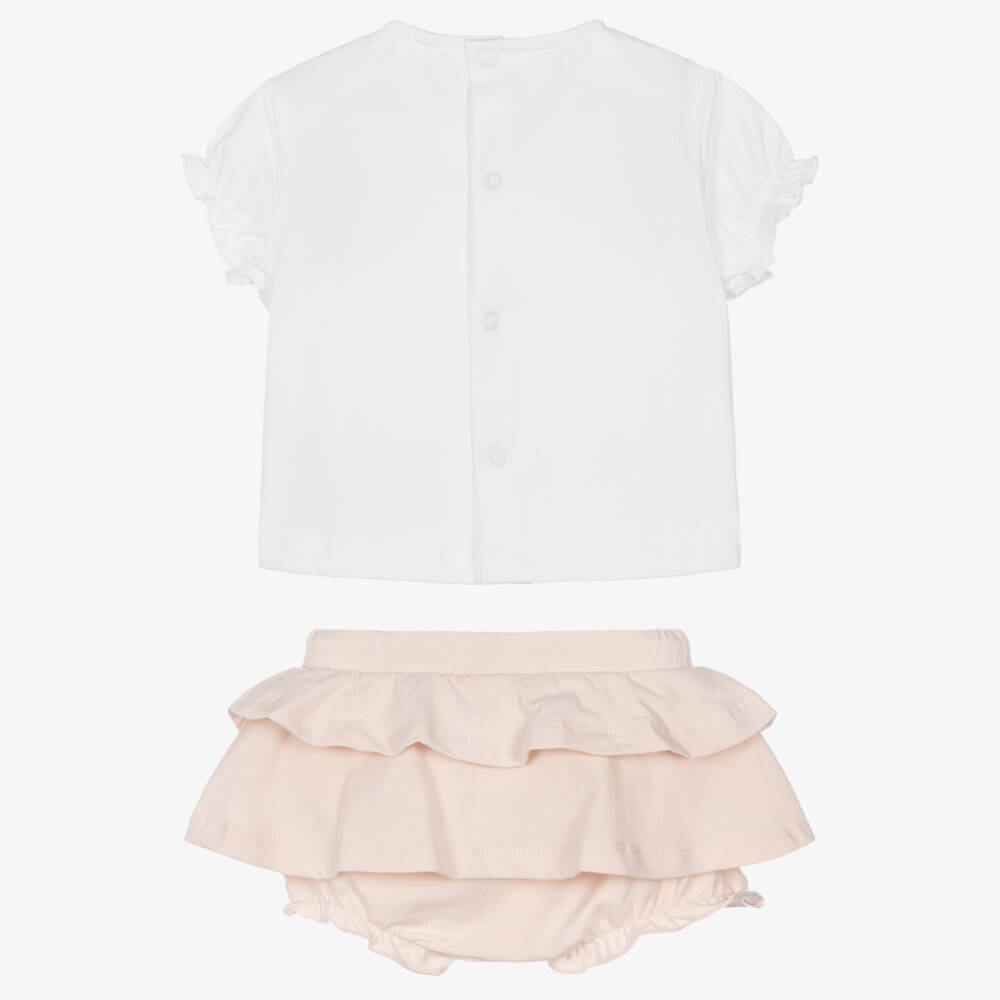 iDO-Baby Girls White & Pink Bunny Print Skirt Set | Childrensalon