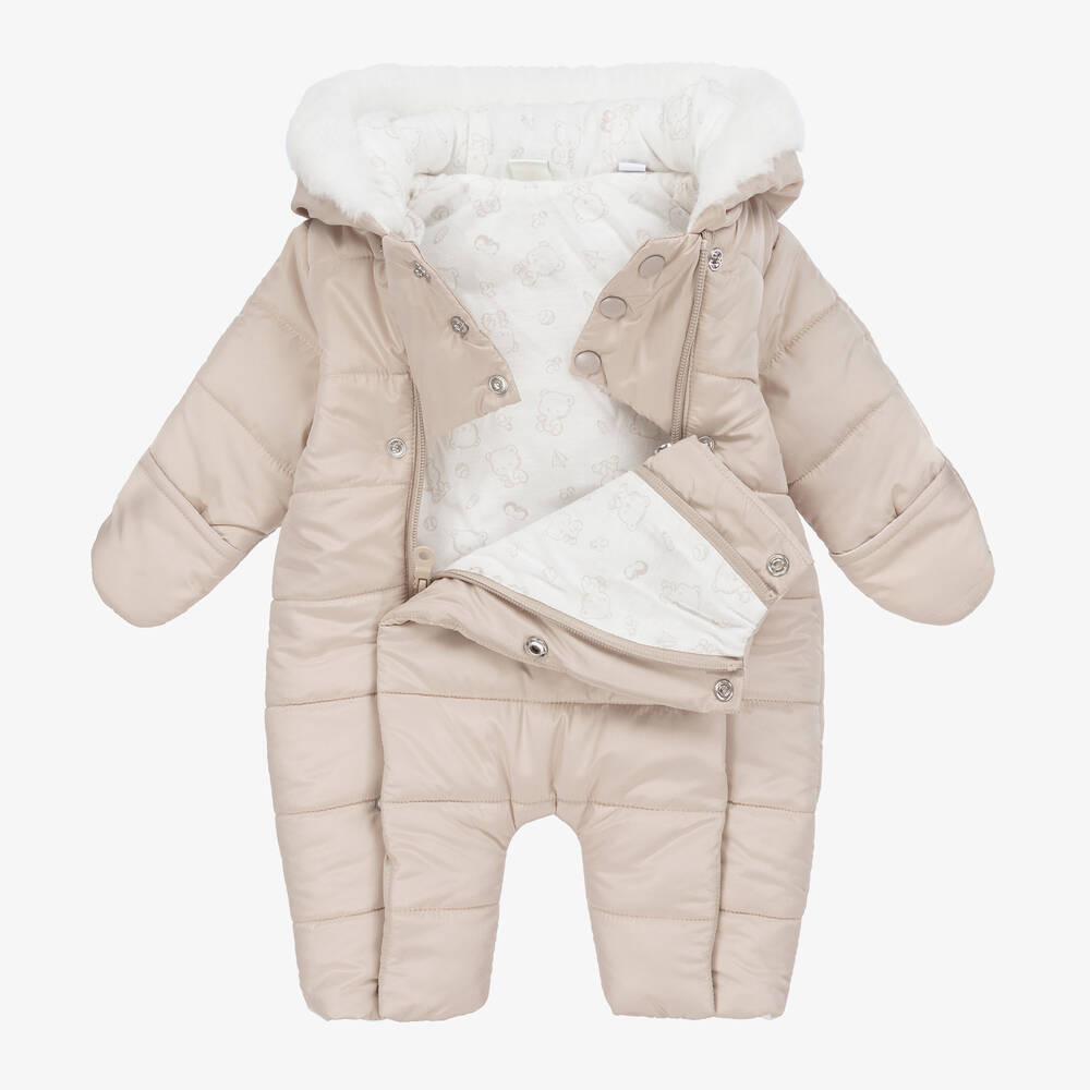 iDO Mini-Beige Puffer Snowsuit | Childrensalon