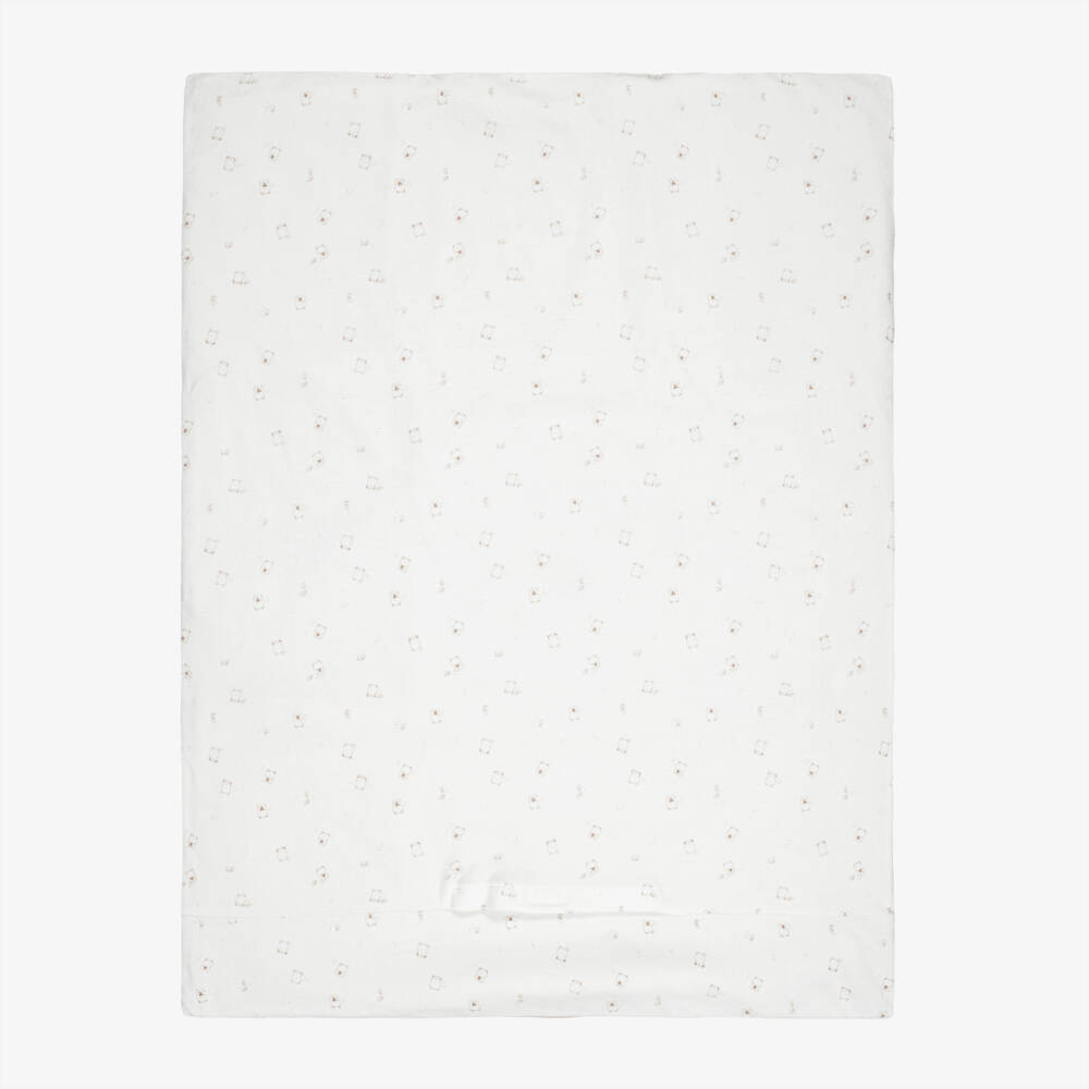 iDO-Beige Velour Baby Blanket with Bear Motifs (94cm) | Childrensalon
