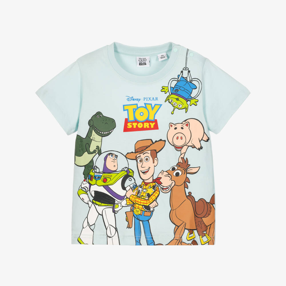 iDO-Boys Aqua Blue Cotton Toy Story T-Shirt | Childrensalon