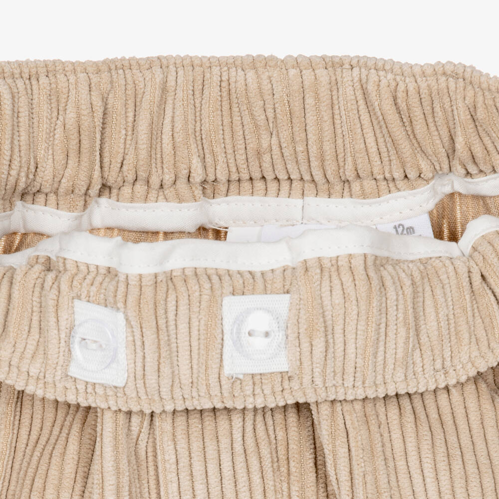 iDO-Boys Beige Corduroy Cuffed Trousers | Childrensalon