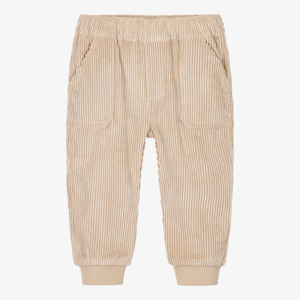 iDO-Boys Beige Corduroy Cuffed Trousers | Childrensalon