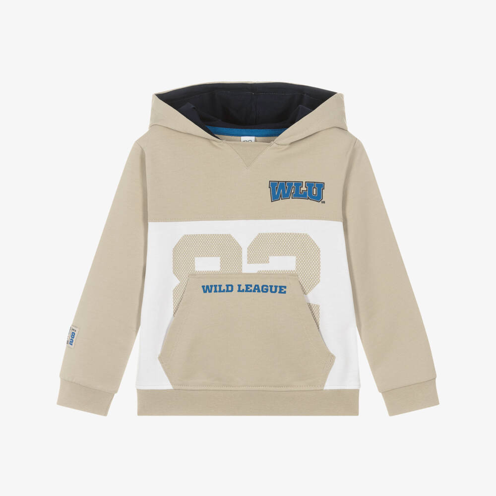iDO-هودي قطن بطبعة فارسيتي لون بيج للأولاد | Childrensalon