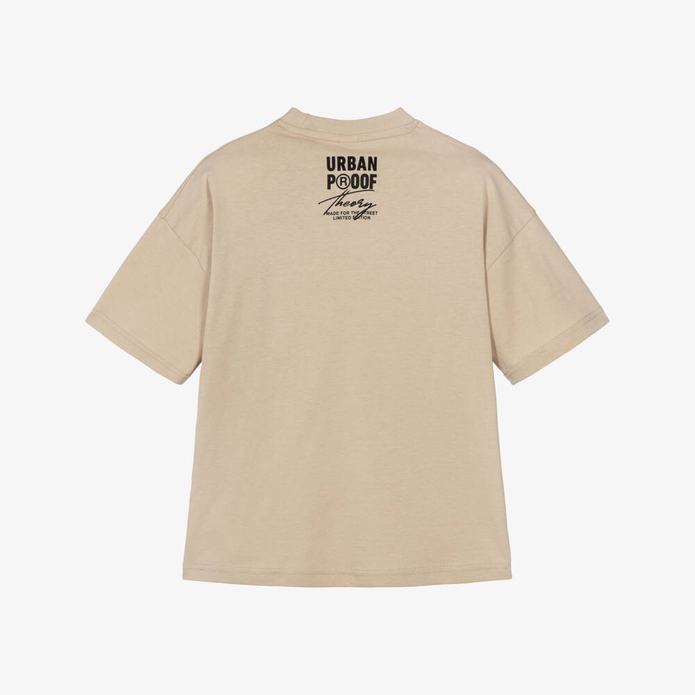 iDO-تيشيرت قطن بطبعة جرافيك لون بيج للأولاد | Childrensalon