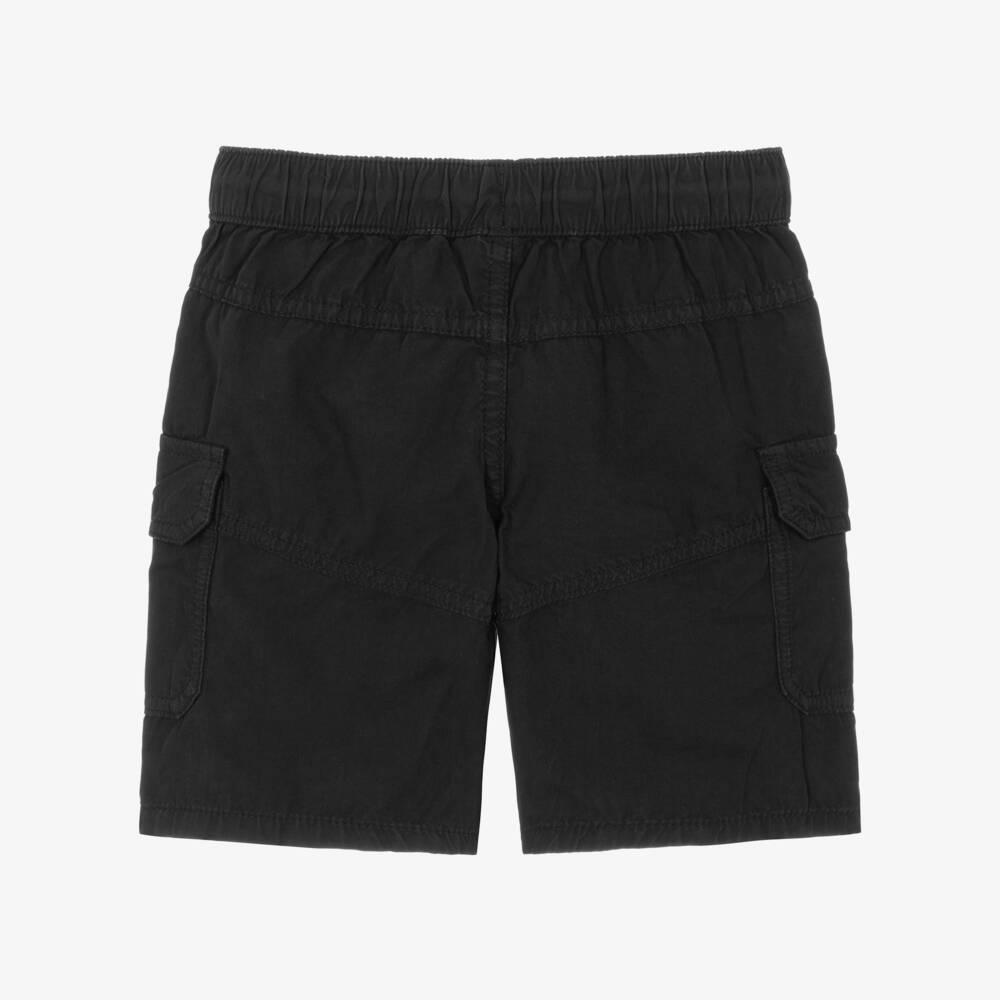 iDO-Boys Black Cotton Cargo Shorts | Childrensalon