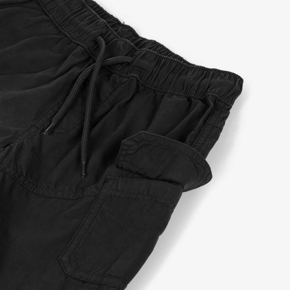 iDO-Boys Black Cotton Cargo Shorts | Childrensalon