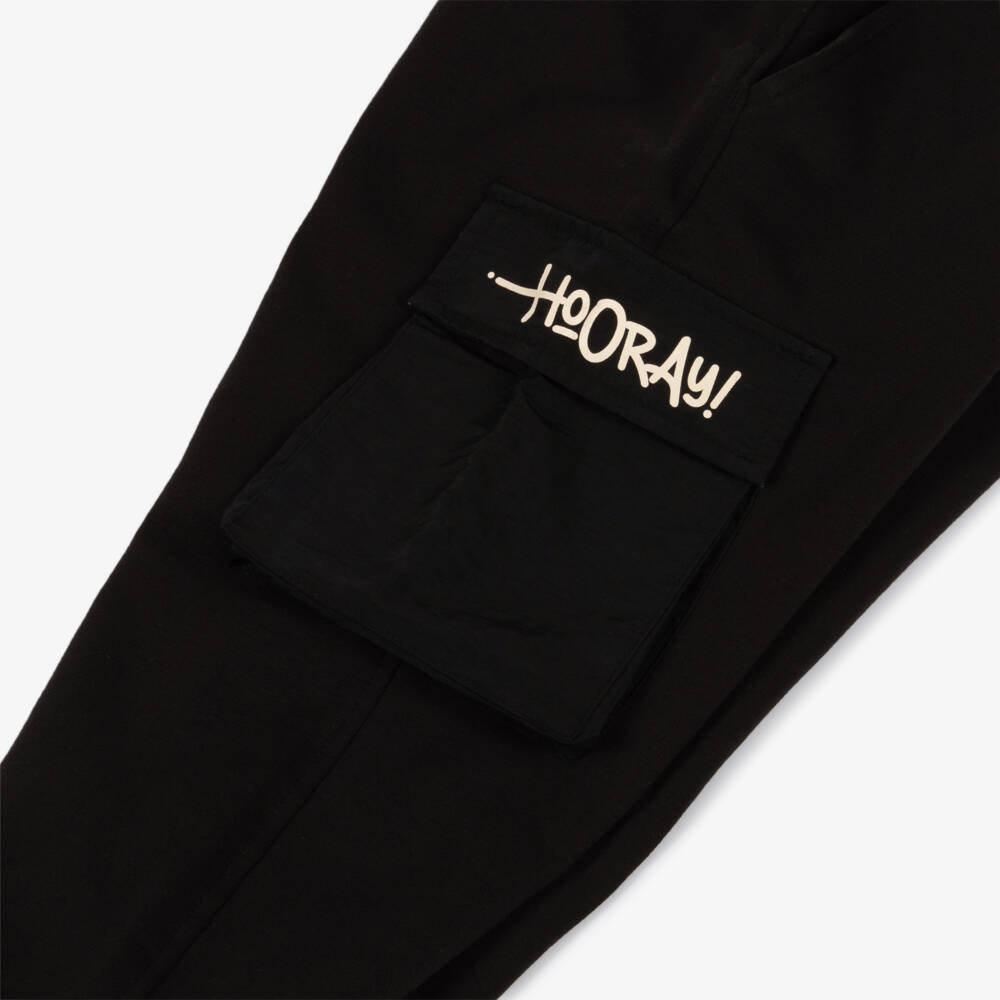 iDO-Boys Black Cotton Jersey Balloon Fit Joggers | Childrensalon