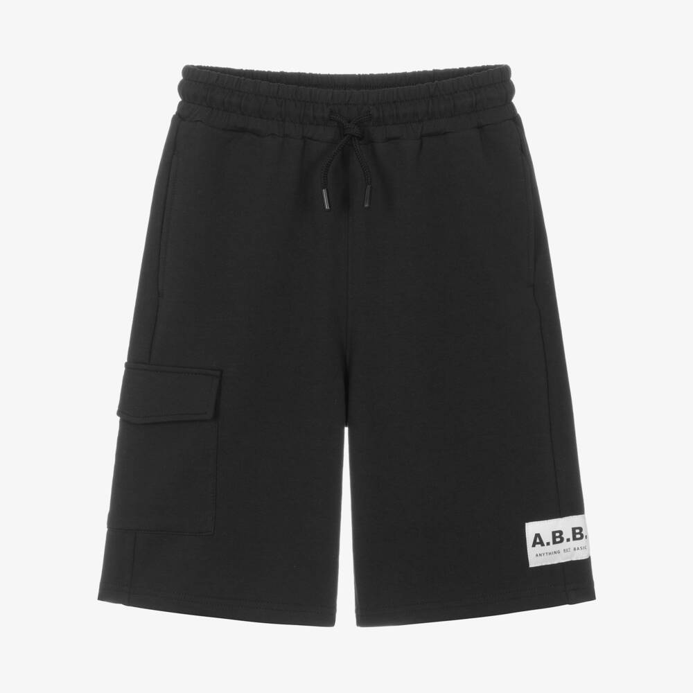 iDO-Boys Black Cotton Jersey Oversized Shorts | Childrensalon