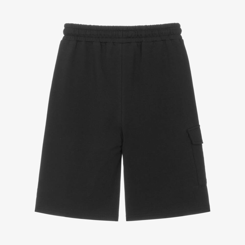 iDO-Boys Black Cotton Jersey Oversized Shorts | Childrensalon