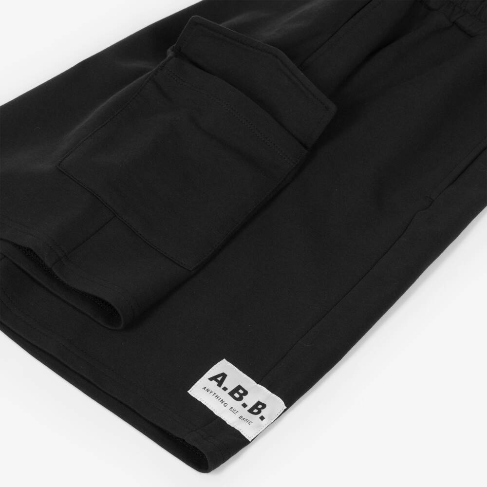 iDO-Boys Black Cotton Jersey Oversized Shorts | Childrensalon