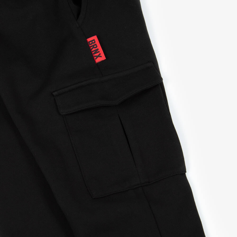 iDO-Boys Black Cotton Joggers with Cargo Pockets | Childrensalon