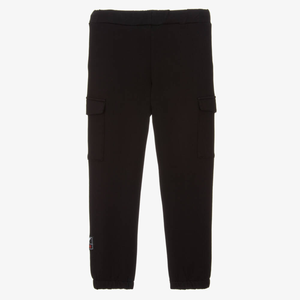 iDO-Boys Black Cotton Joggers with Cargo Pockets | Childrensalon