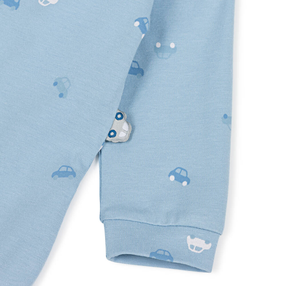 iDO Мини-Boys Blue Cotton Car Print Babygrow | Childrensalon
