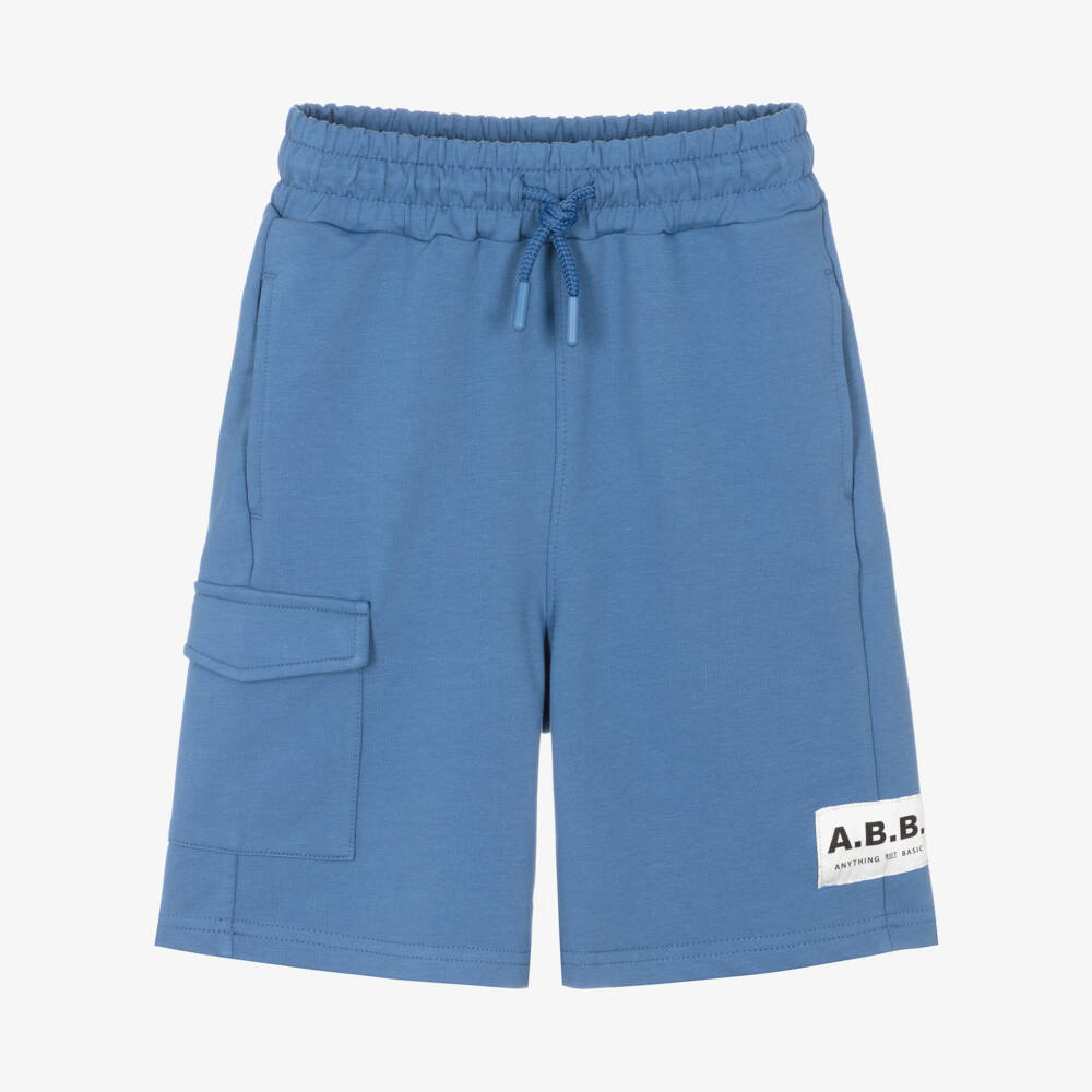 iDO-Boys Blue Cotton Jersey Oversized Shorts | Childrensalon