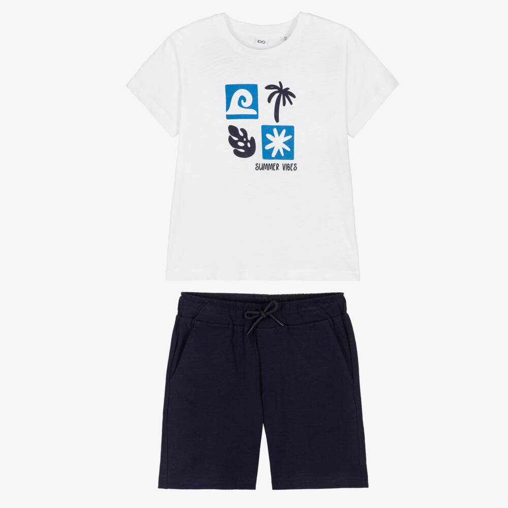 iDO-طقم شورت قطن لون أزرق للأولاد | Childrensalon