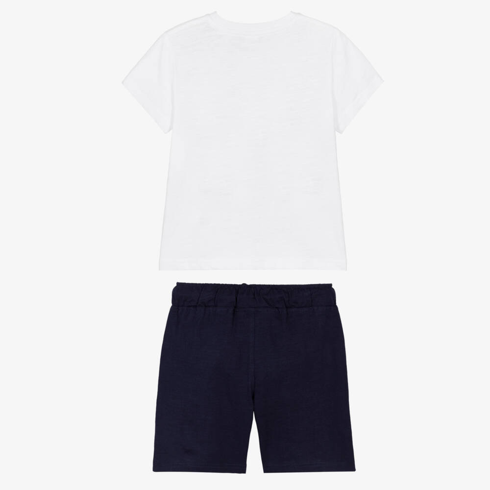 iDO-طقم شورت قطن لون أزرق للأولاد | Childrensalon