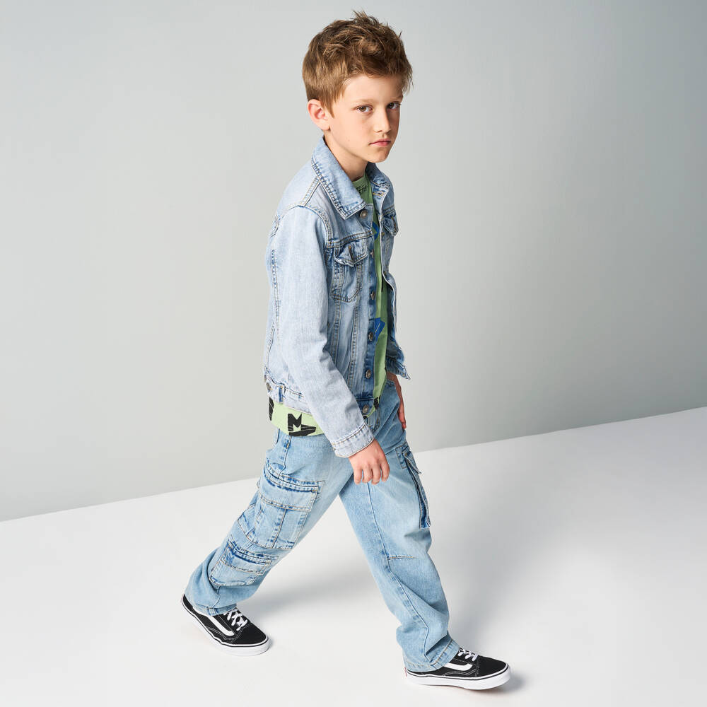 Boys Light Blue Denim Cargo Jeans main image 0
