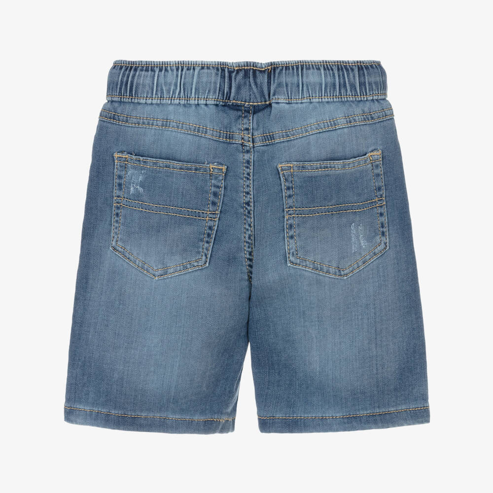 iDO-Boys Blue Denim Shorts with Distressed Detailing | Childrensalon