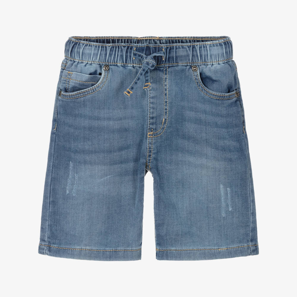 iDO-Boys Blue Denim Shorts with Distressed Detailing | Childrensalon
