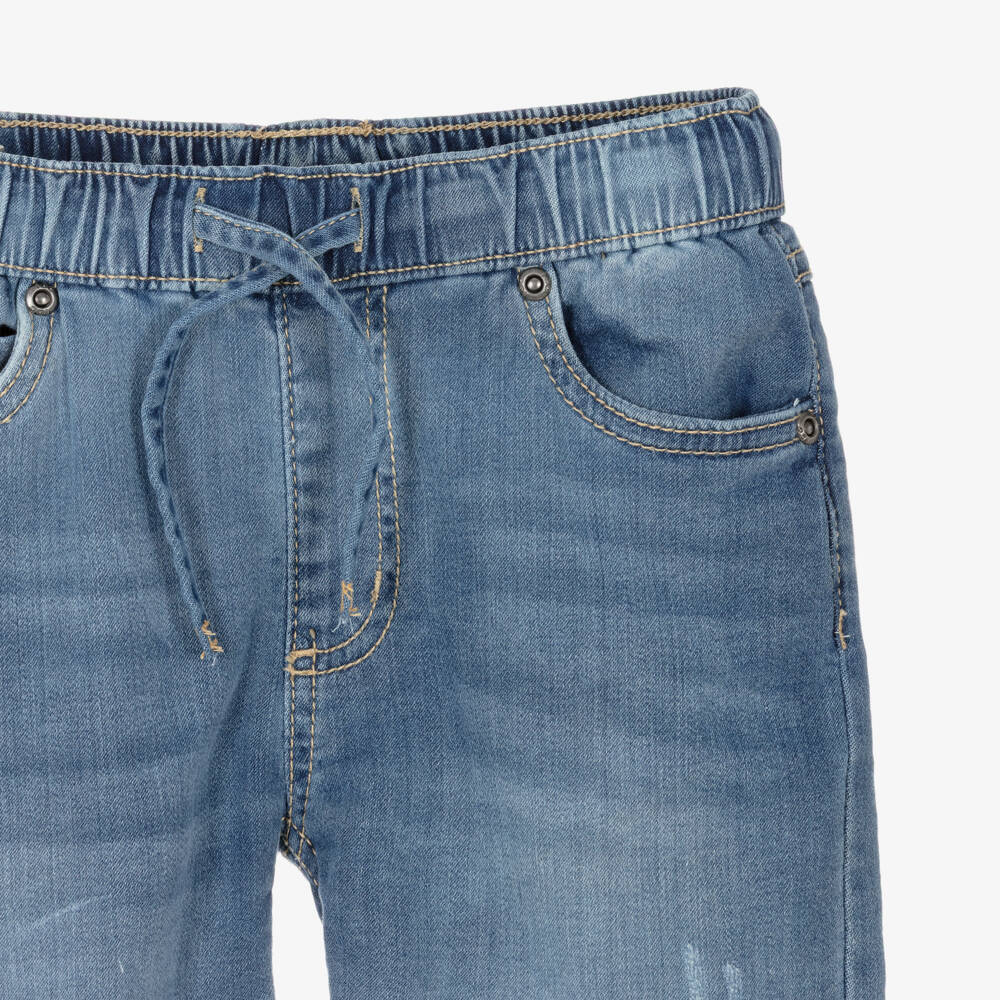 iDO-Boys Blue Denim Shorts with Distressed Detailing | Childrensalon