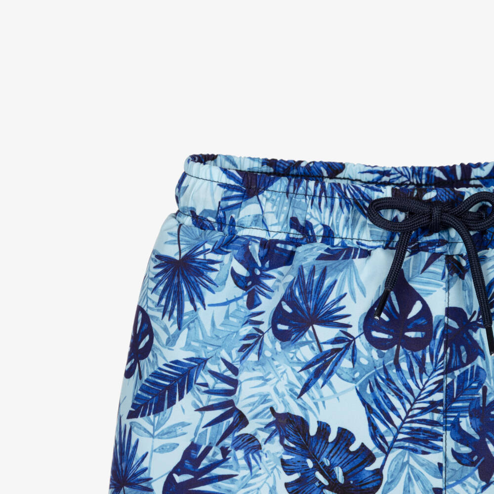 iDO-Boys Blue Palm Leaf Print Swim Shorts | Childrensalon