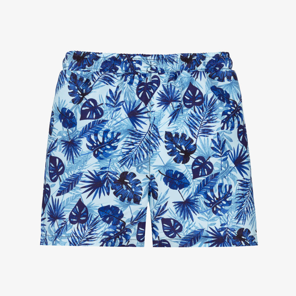 iDO-Boys Blue Palm Leaf Swim Shorts | Childrensalon