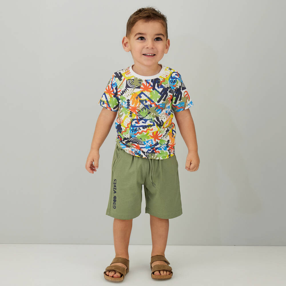 iDO-طقم شورت قطن لون أخضر للأولاد | Childrensalon