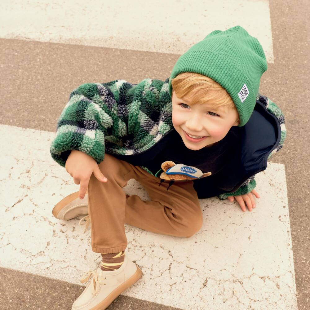 iDO-Boys Green Sherpa Fleece Reversible Jacket | Childrensalon