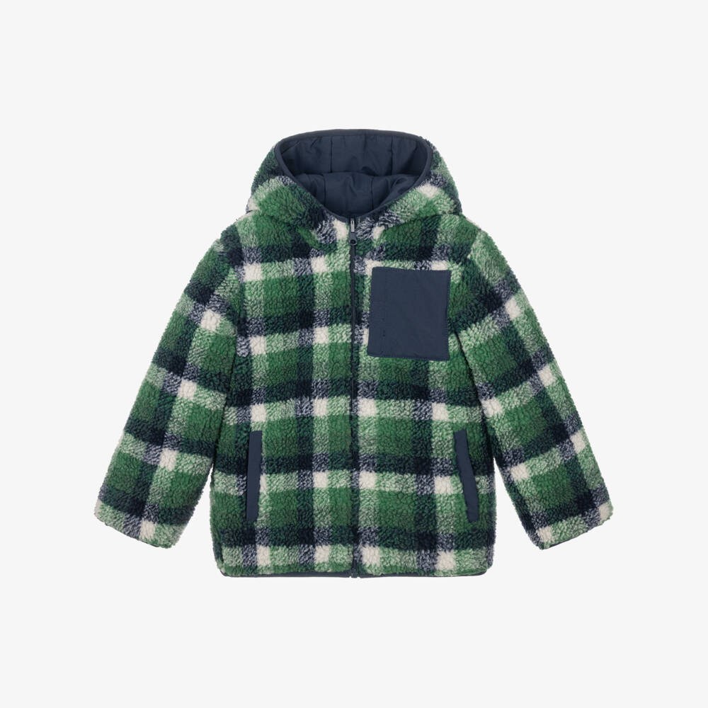 iDO-Boys Green Sherpa Fleece Reversible Jacket | Childrensalon