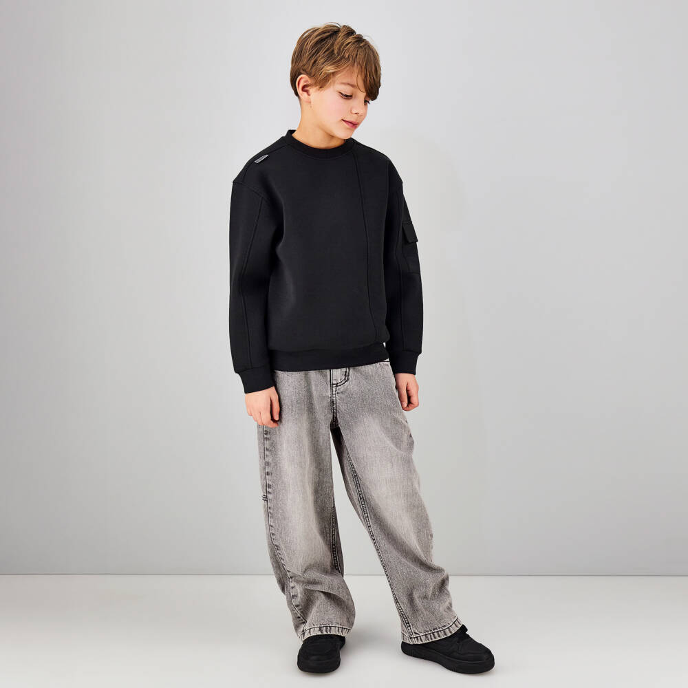 iDO-Boys Grey Wide Leg Denim Jeans | Childrensalon