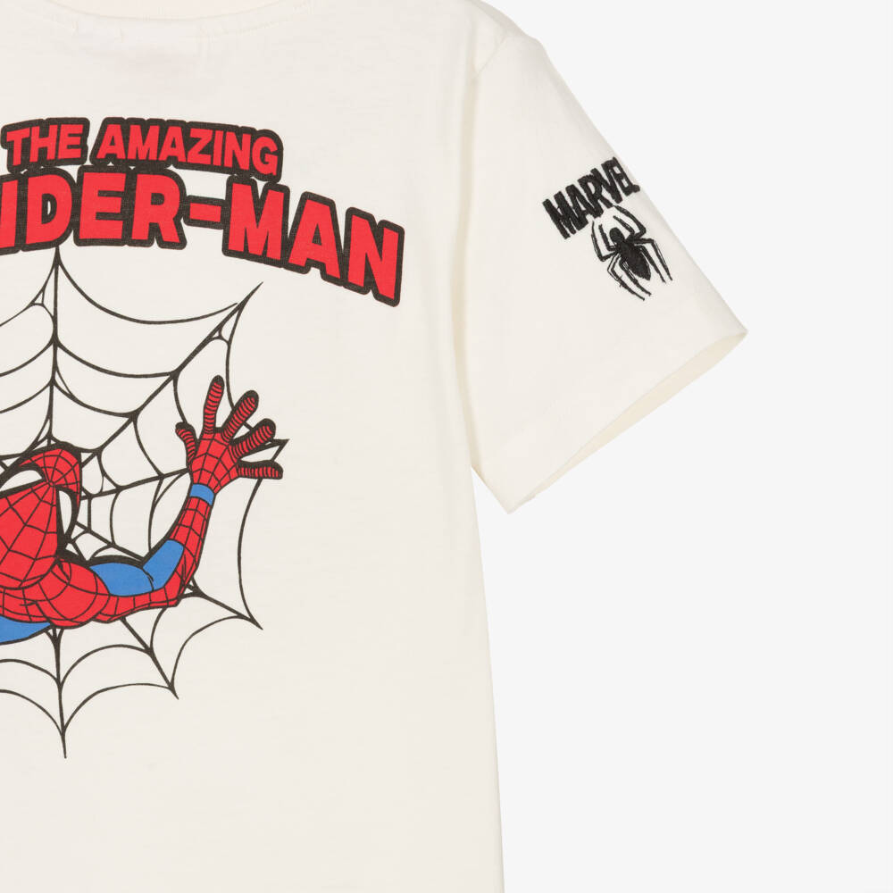 iDO-Boys Ivory Cotton Jersey Spiderman T-Shirt | Childrensalon