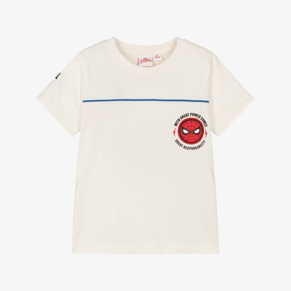 iDO-Boys Ivory Cotton Jersey Spiderman T-Shirt | Childrensalon