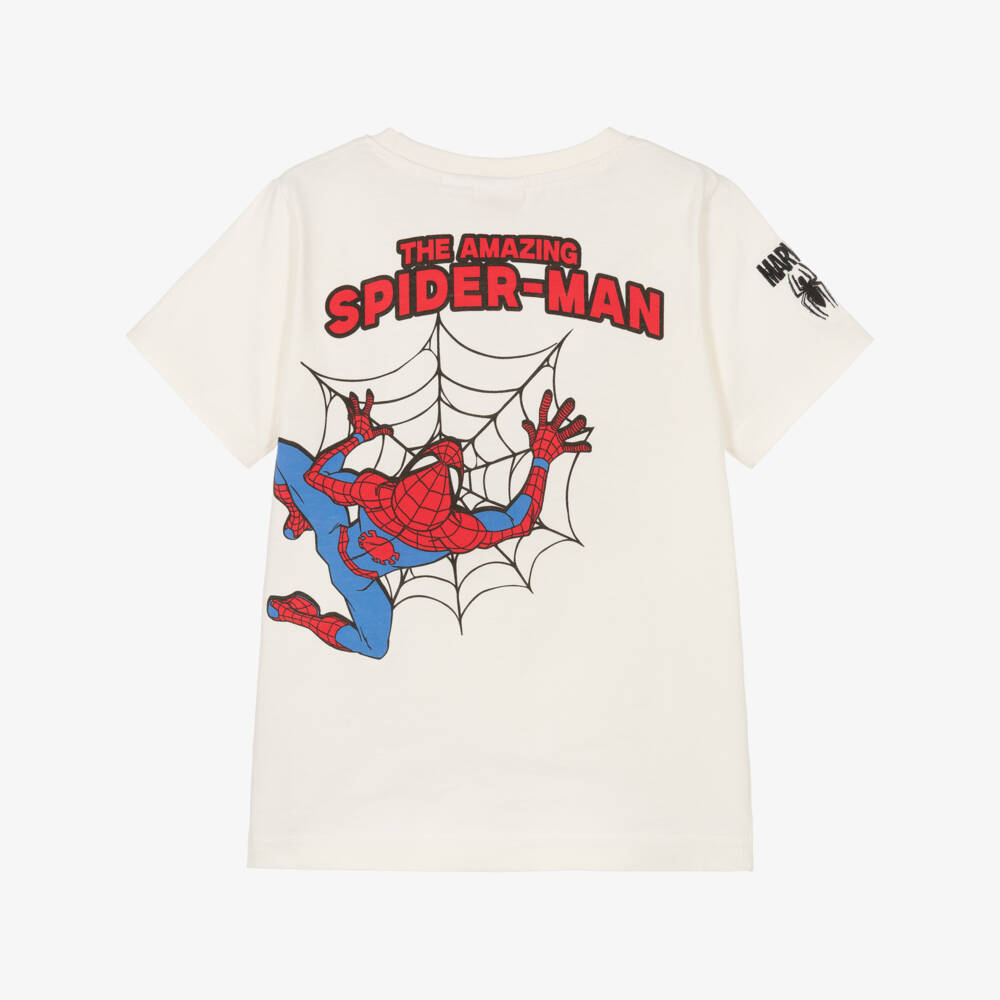 iDO-Boys Ivory Cotton Jersey Spiderman T-Shirt | Childrensalon