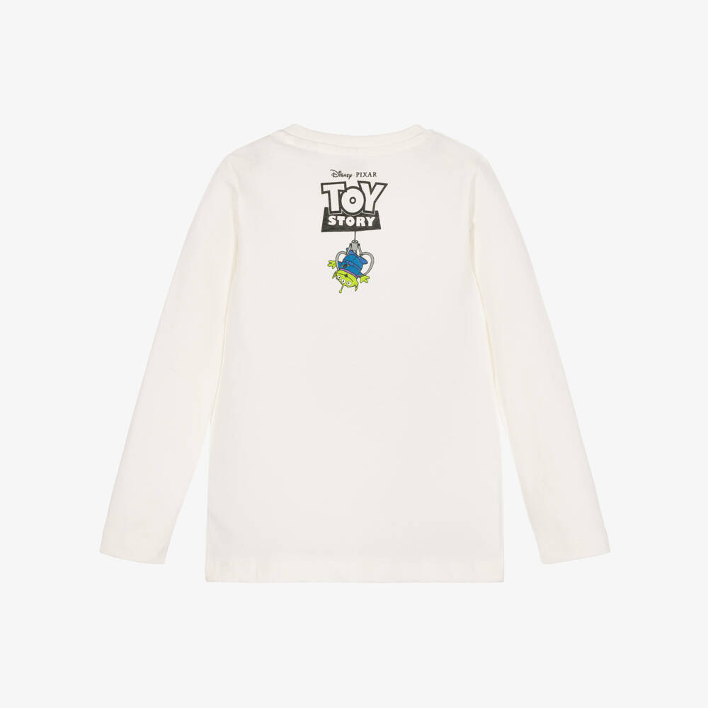 iDO-Boys Ivory Cotton Long-Sleeved Top with Woody & Bullseye | Childrensalon