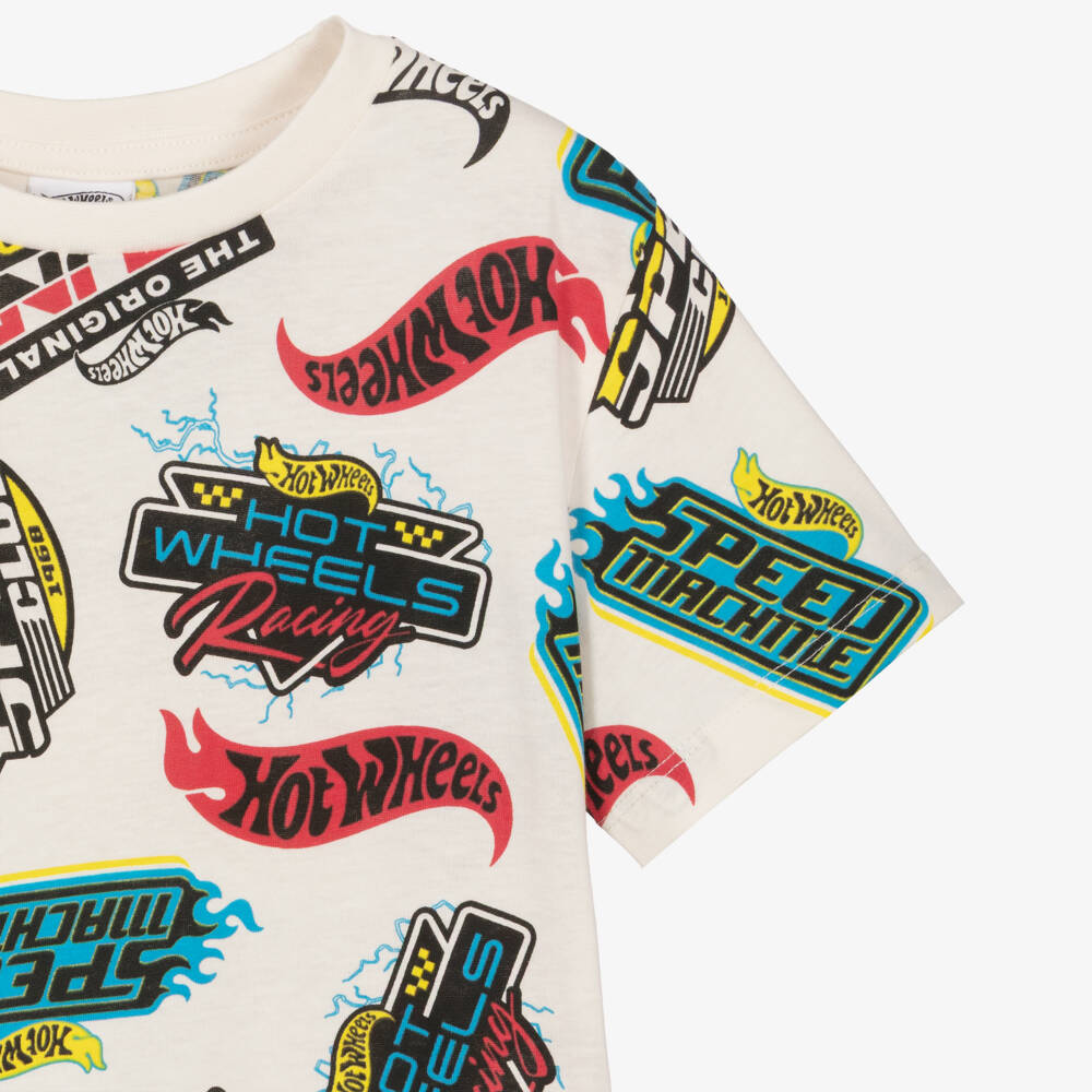 iDO-Футболка кремовая Hot Wheels из хлопка для мальчиков | Childrensalon