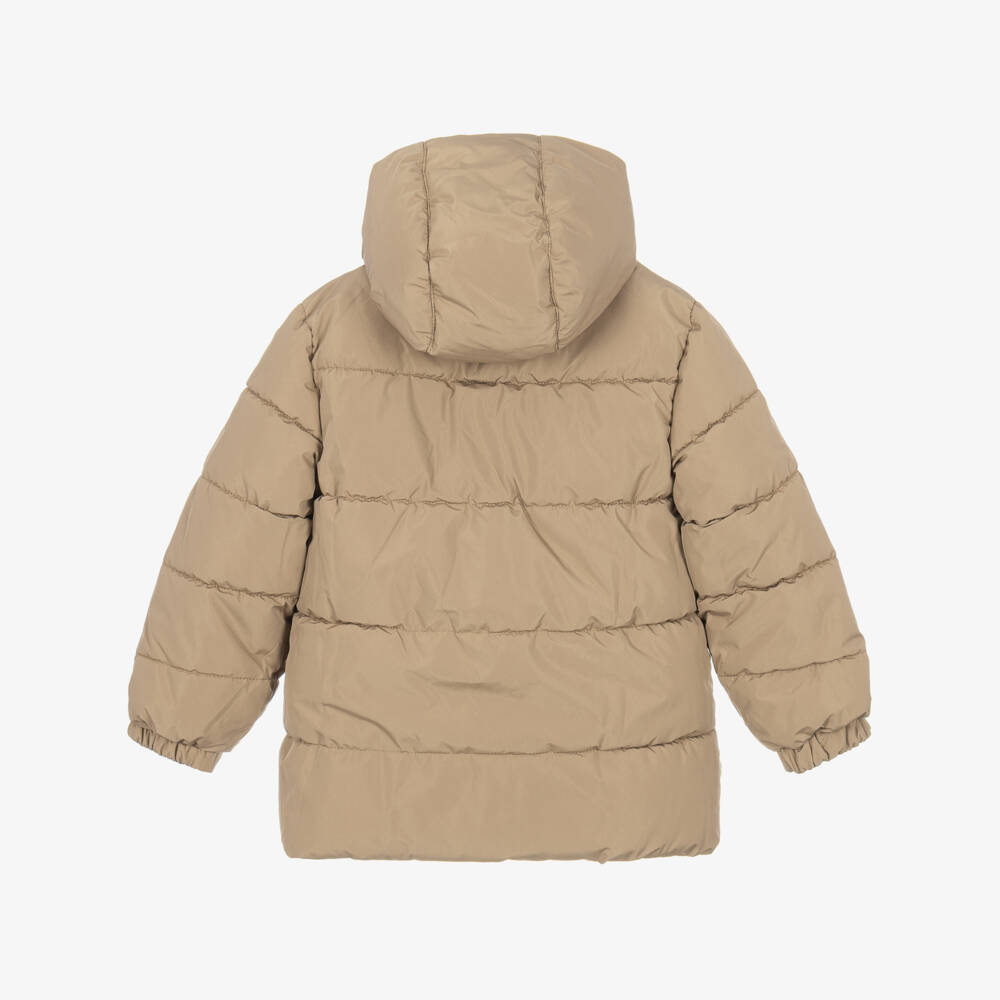 iDO-Boys Navy Blue & Beige Reversible Puffer Coat | Childrensalon